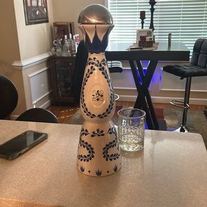 White empty Clase Azul Tequila Bottle